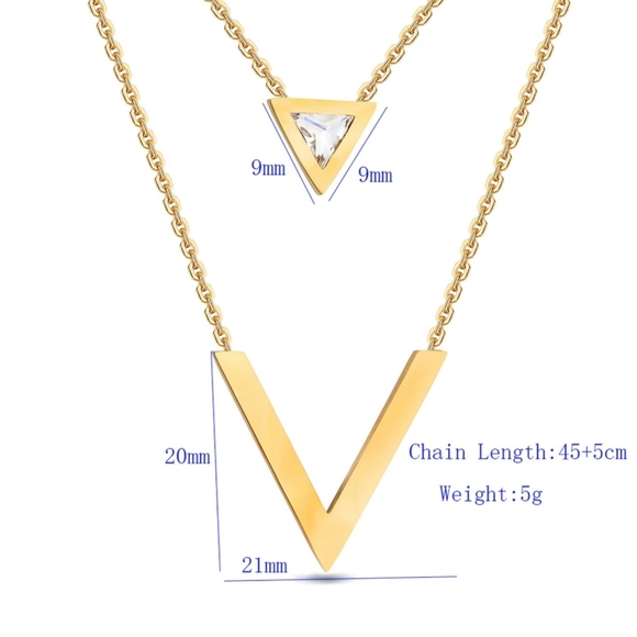 Double V Shape Necklace - Picture 8 of 8